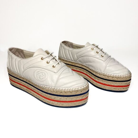 Gucci White Espadrilles with Multicolor Stripes - Picture 2 of 12